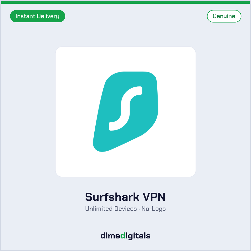 Genuine Surfshark VPN at DimeDigitals