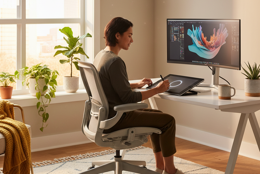 Creative professional at modern desk exploring adobe creative cloud discount options