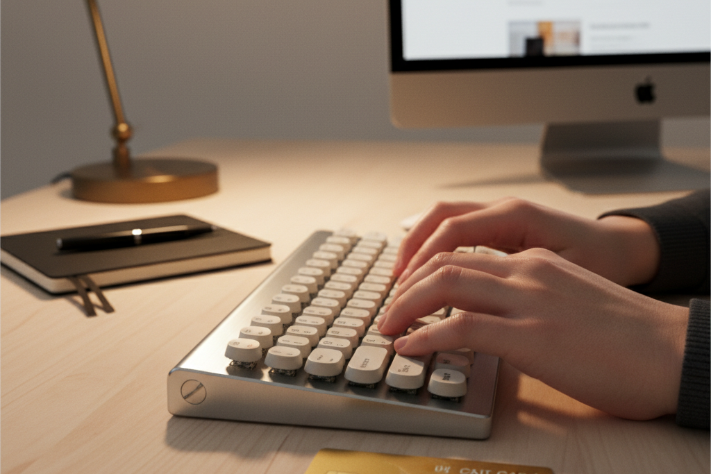 Person completing step-by-step purchase to buy adobe creative cloud at a discount