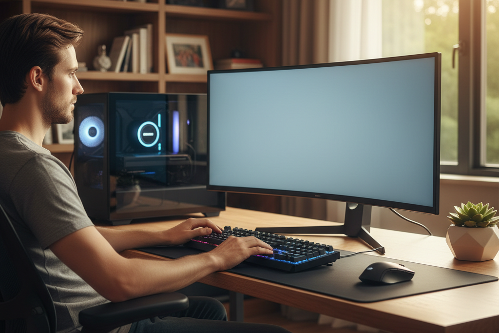 Professional at desktop PC ready to buy Windows 11 Pro key for upgrade