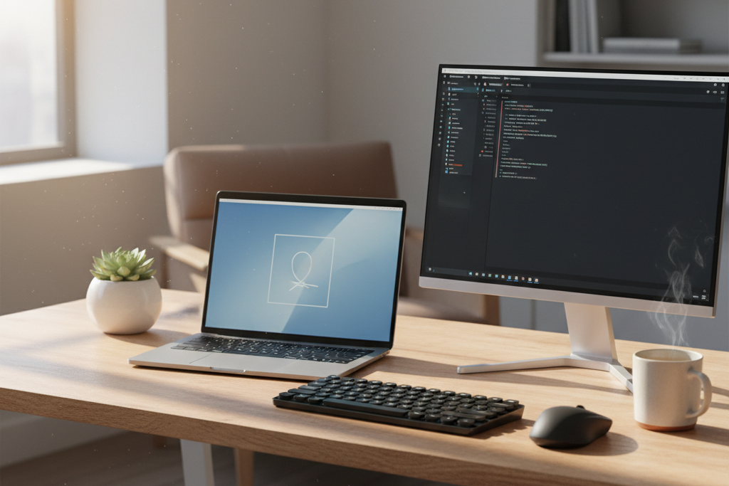 Modern home office setup illustrating the microsoft 365 vs office 2024 buying decision