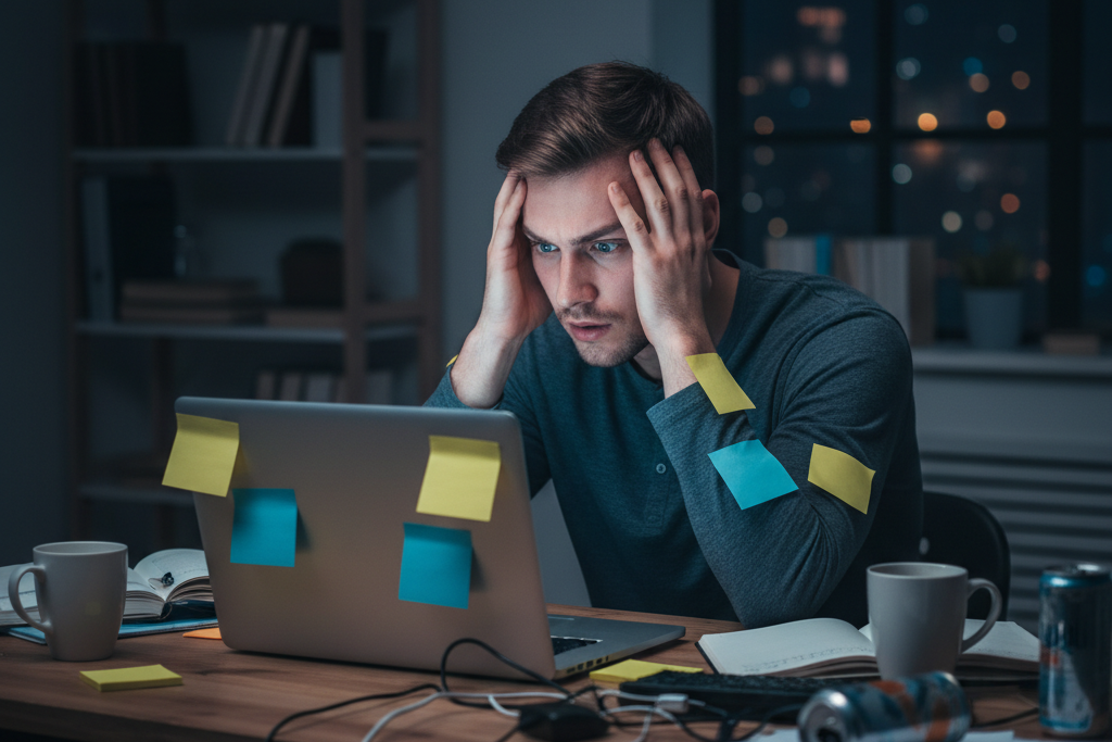 Frustrated person at laptop making common mistakes buying Netflix premium account