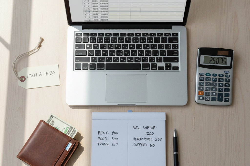 Desk flat-lay comparing retail and discounted Microsoft Office for Mac cost