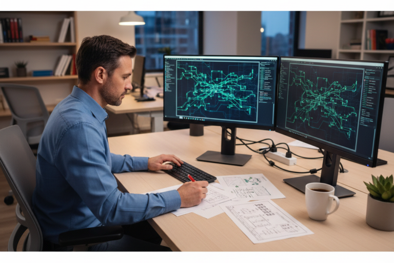 IT professional managing RDS CAL license setup at a modern office desk