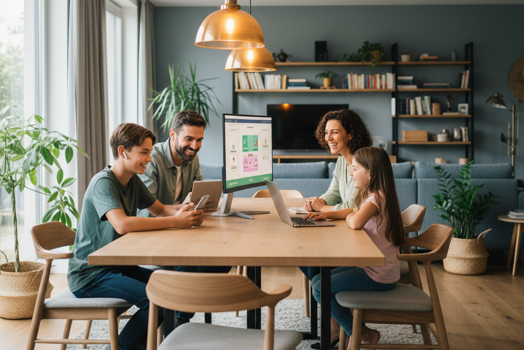 Family using multiple devices to access streaming service bundles in 2026