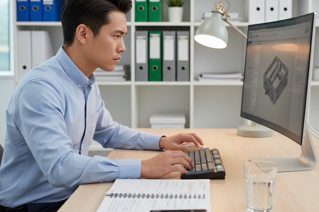 Professional researching trusted software reseller on a desktop computer