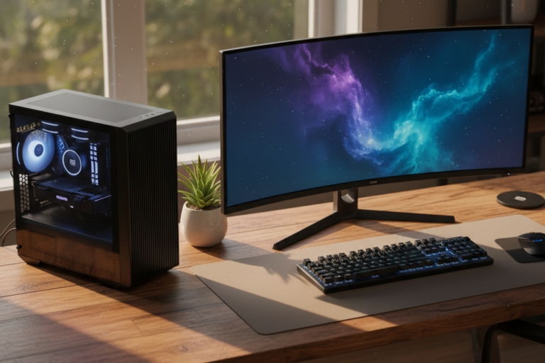 Modern desktop PC setup illustrating windows 11 OEM vs retail key differences
