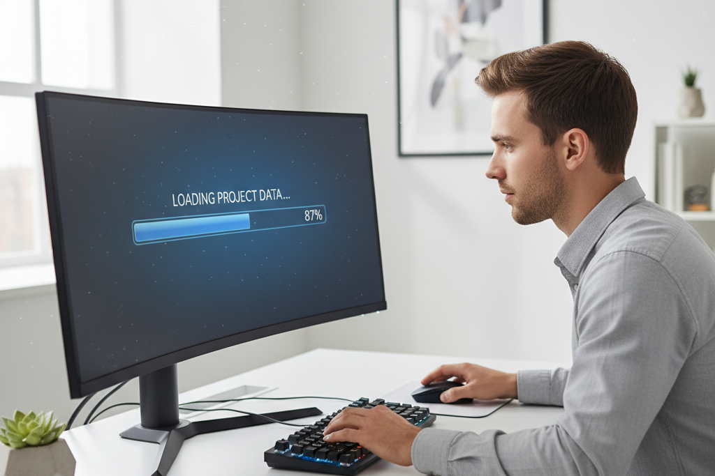 Professional at desktop PC evaluating performance differences in windows 10 vs windows 11