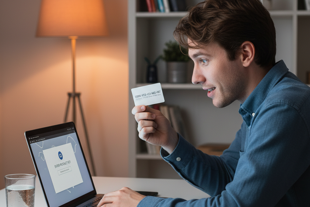 Person entering a genuine Windows activation key on a modern laptop