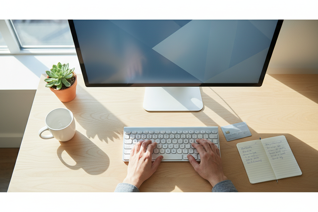 Person at tidy desk researching the best adobe creative cloud discount in 2026