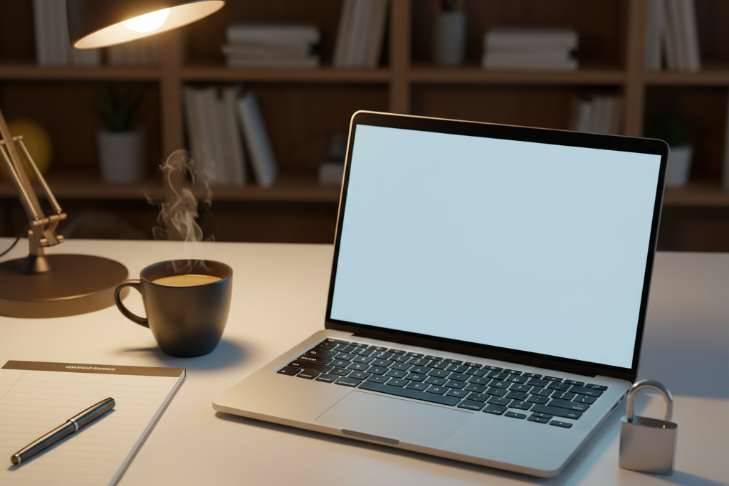 Laptop on modern desk representing NordVPN coupon savings setup