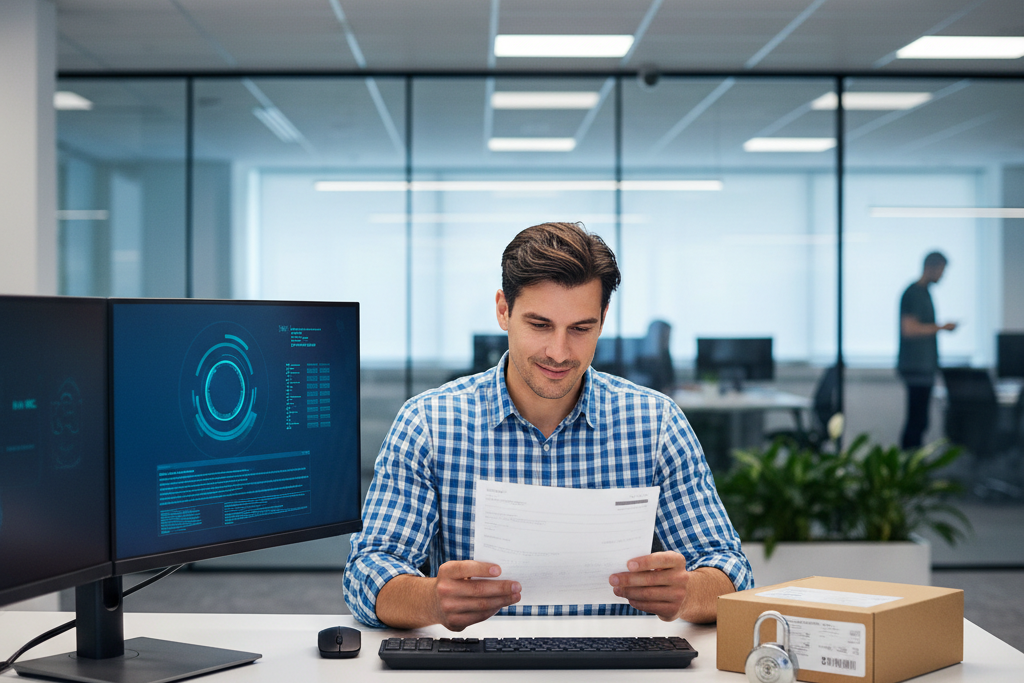 IT professional verifying a legit discounted NordVPN coupon purchase