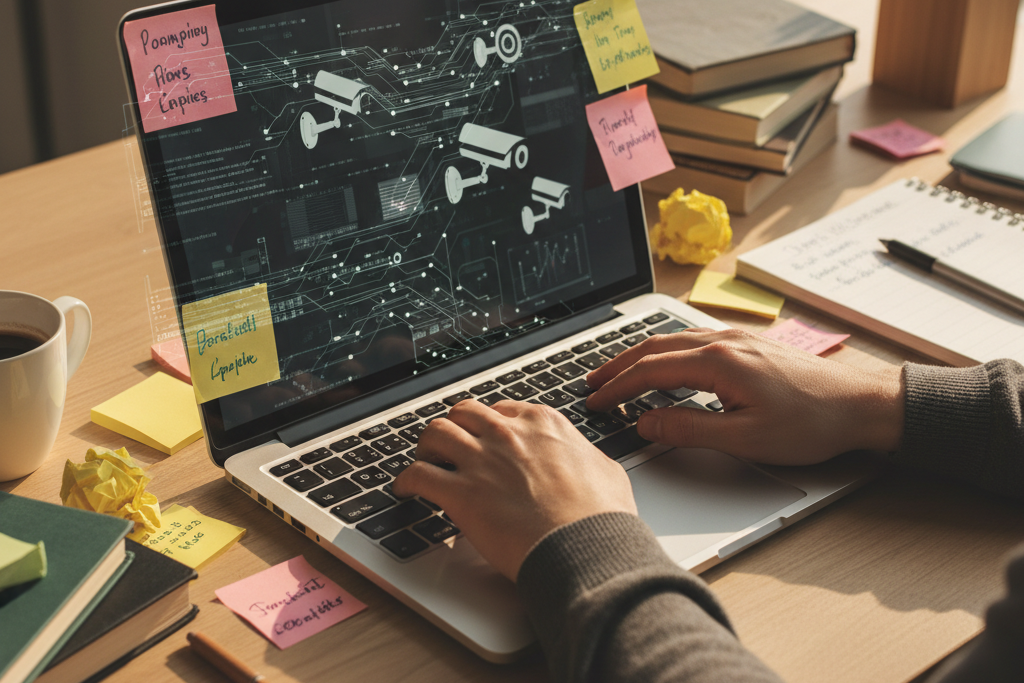 Small business owner typing on laptop unaware of hidden free VPN data costs