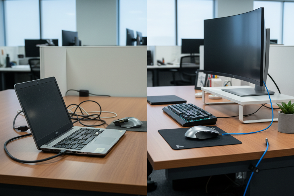 Desk comparison illustrating free versus paid VPN performance head to head