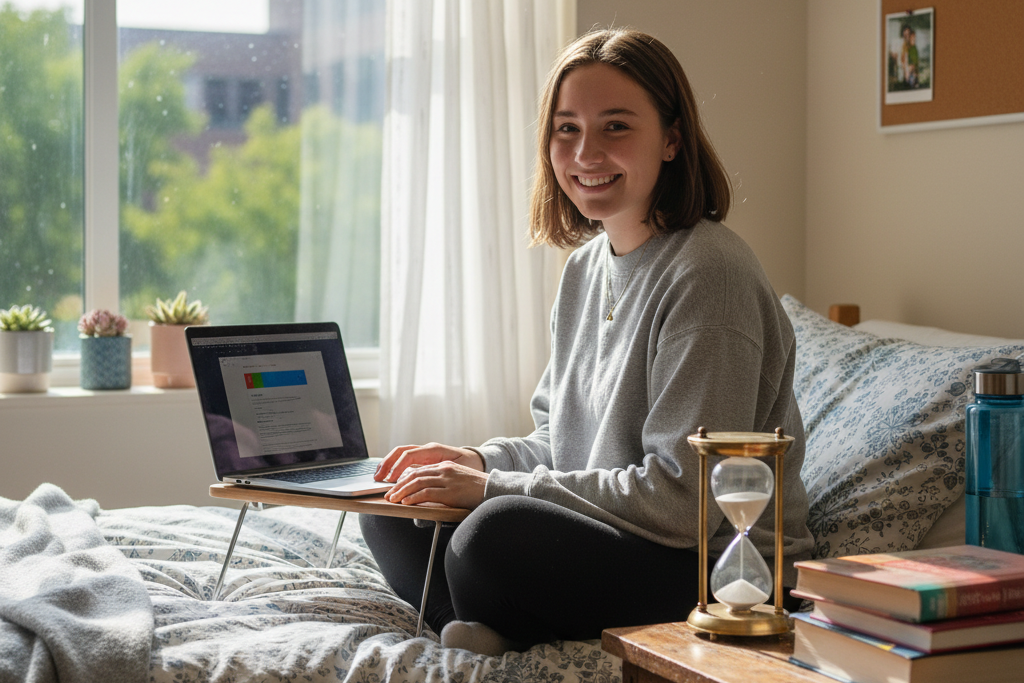 Student using laptop exploring VPN free trial as smarter middle ground option